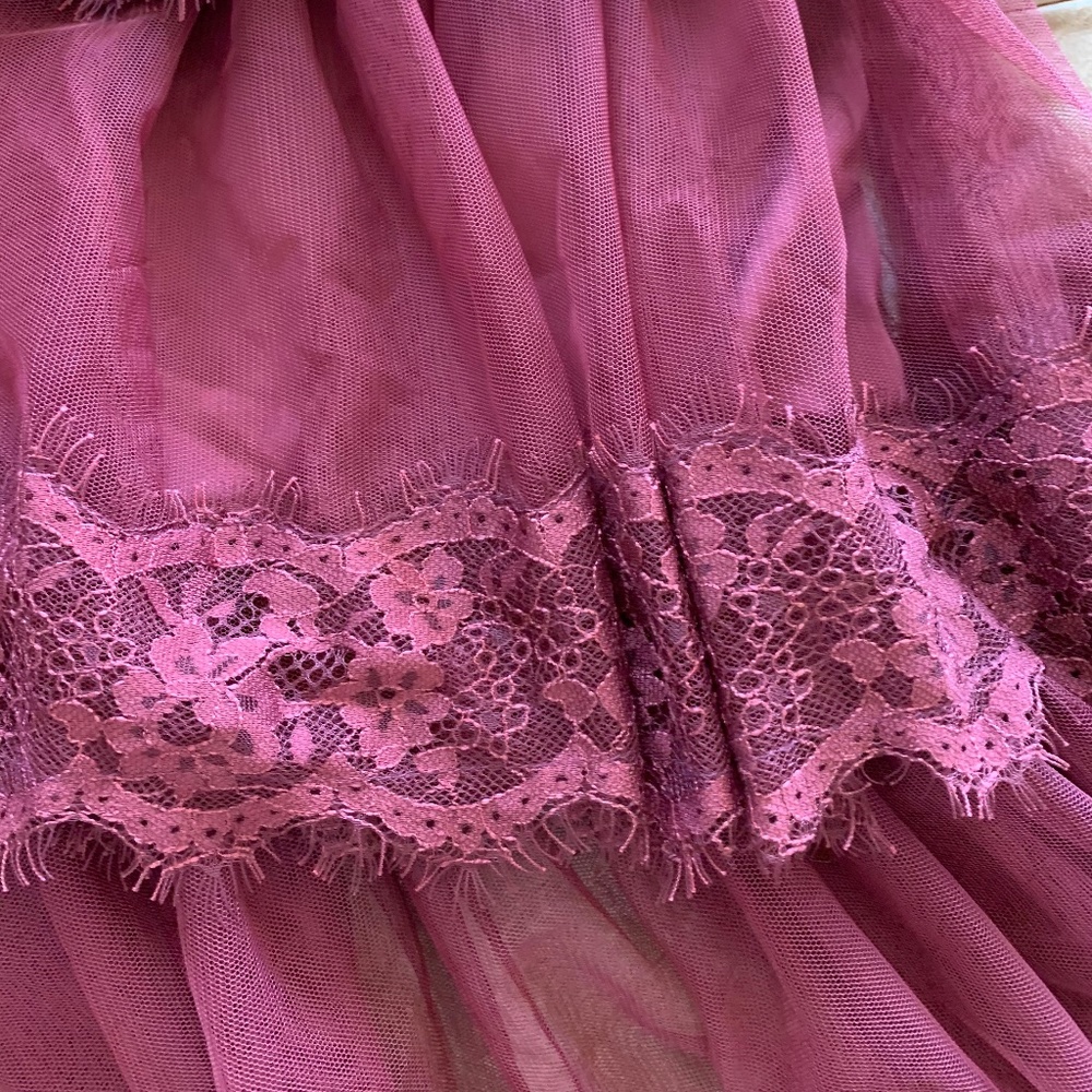 Rachel Parcell Burgundy Lace Tiered Skirt - Picture 5 of 8